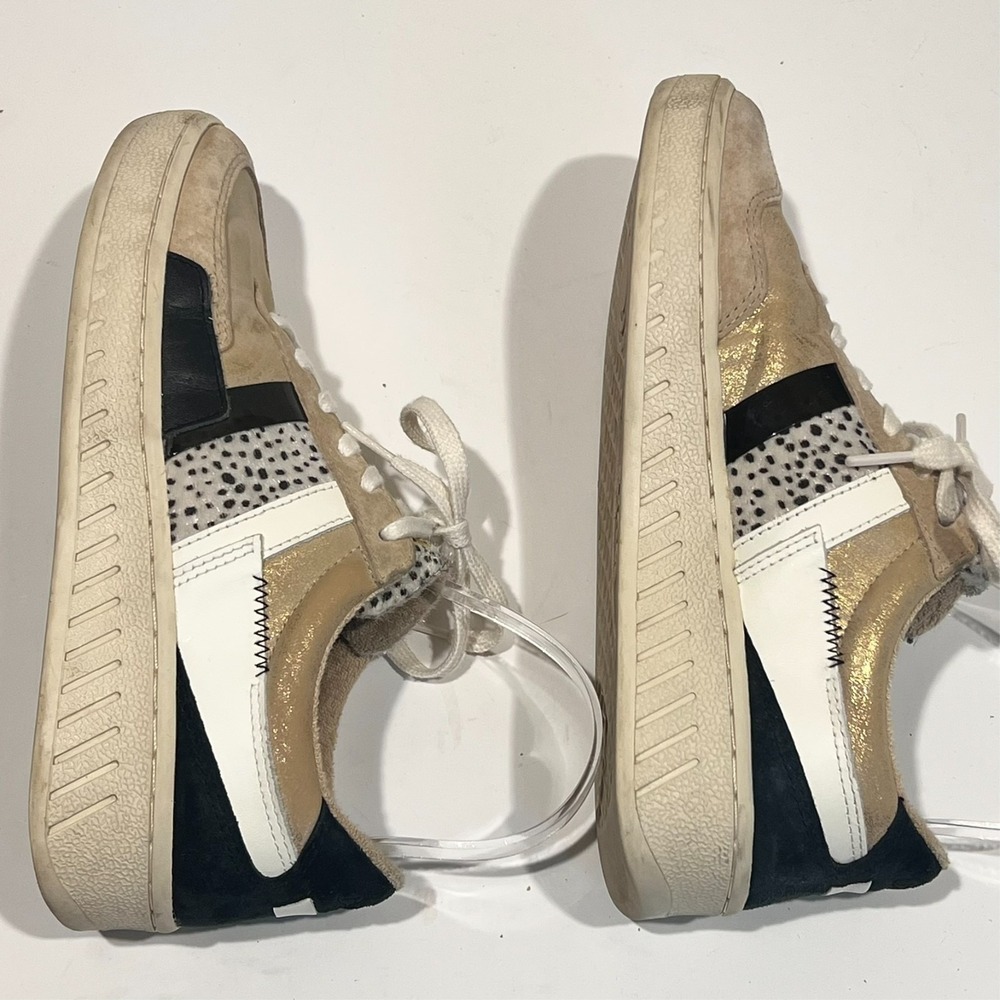 Gola Grandslam Mode Women's 7 Gold Animal Print Metallic Colorblock Sneakers - Picture 8 of 9